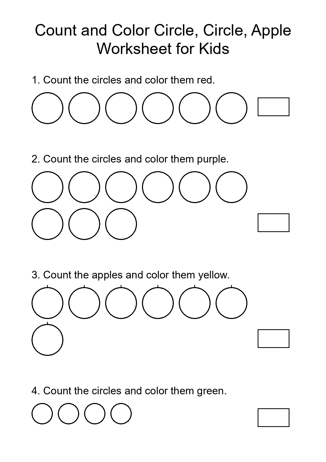 Count and Color Circle, Circle, Apple Worksheet for Kids