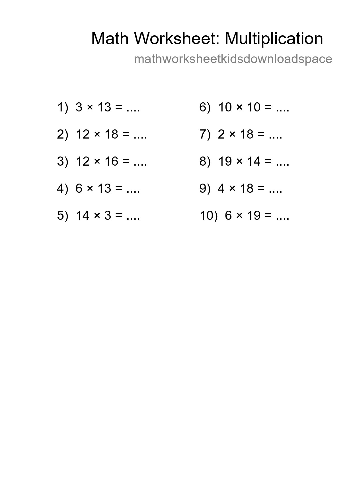 Free 10 Multiplication Math Worksheet For Grade 2 - Part 183