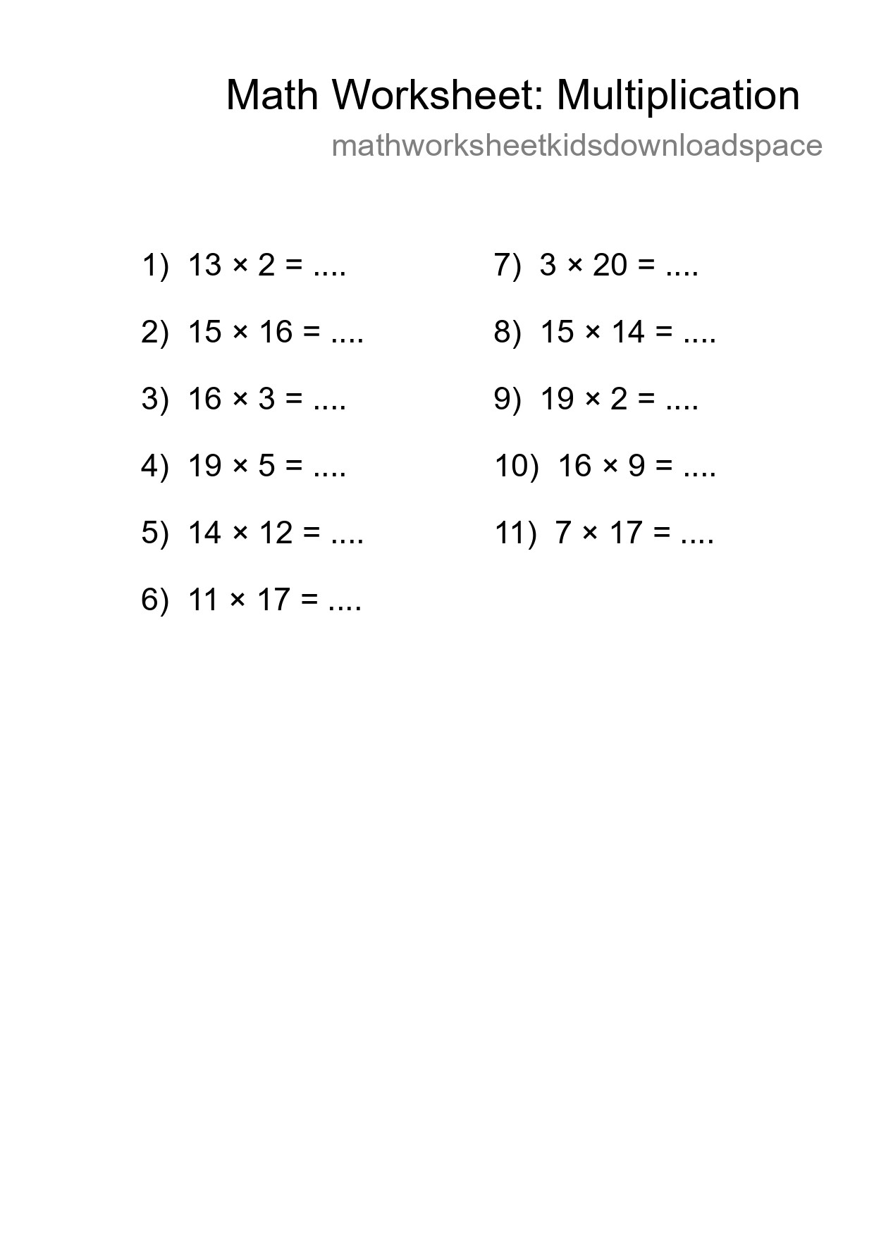Free 11 Multiplication Math Worksheet For Grade 2 With Answers - Part 227