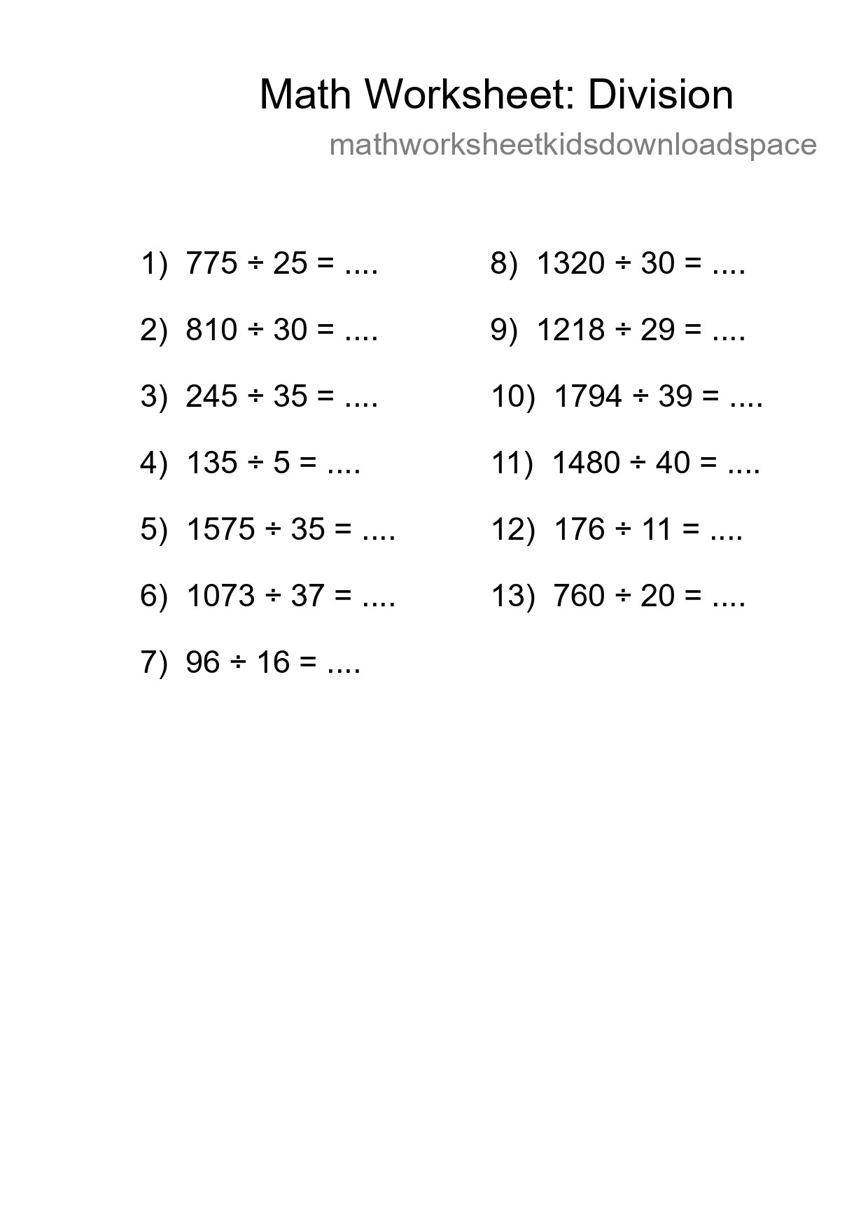 Free 13 Division Math Worksheet For Grade 2 - Part 235