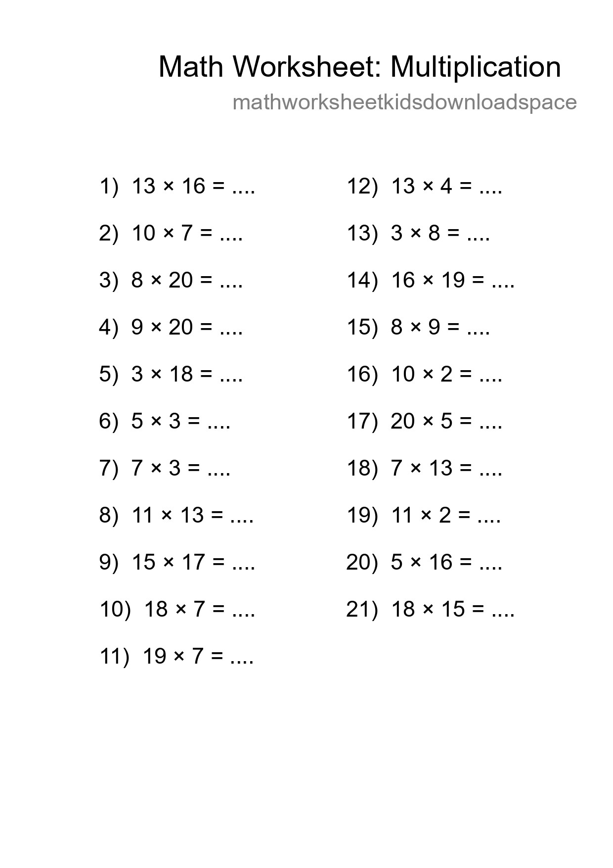 Free 21 Multiplication Math Worksheet For Grade 2 With Answers - Part 84