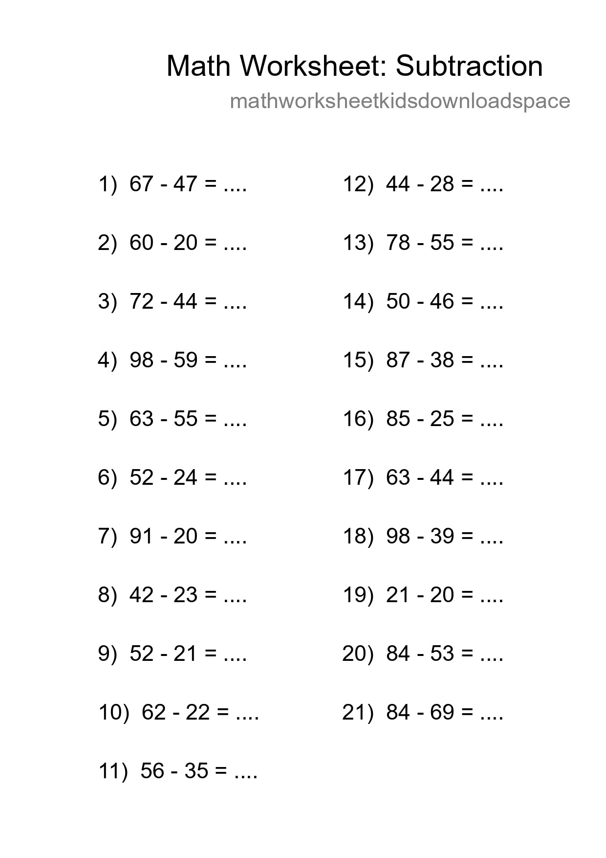 Free 21 Subtraction Math Worksheet For Grade 3 - Part 140