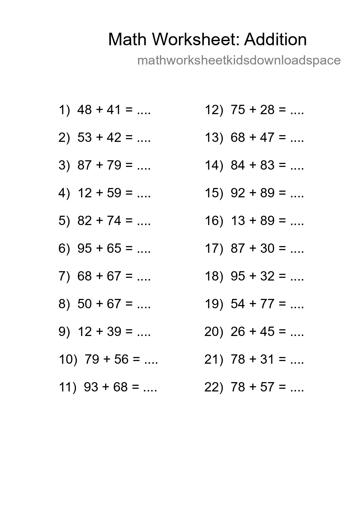 Free 22 Addition Math Worksheet For Grade 3 With Answers - Part 133