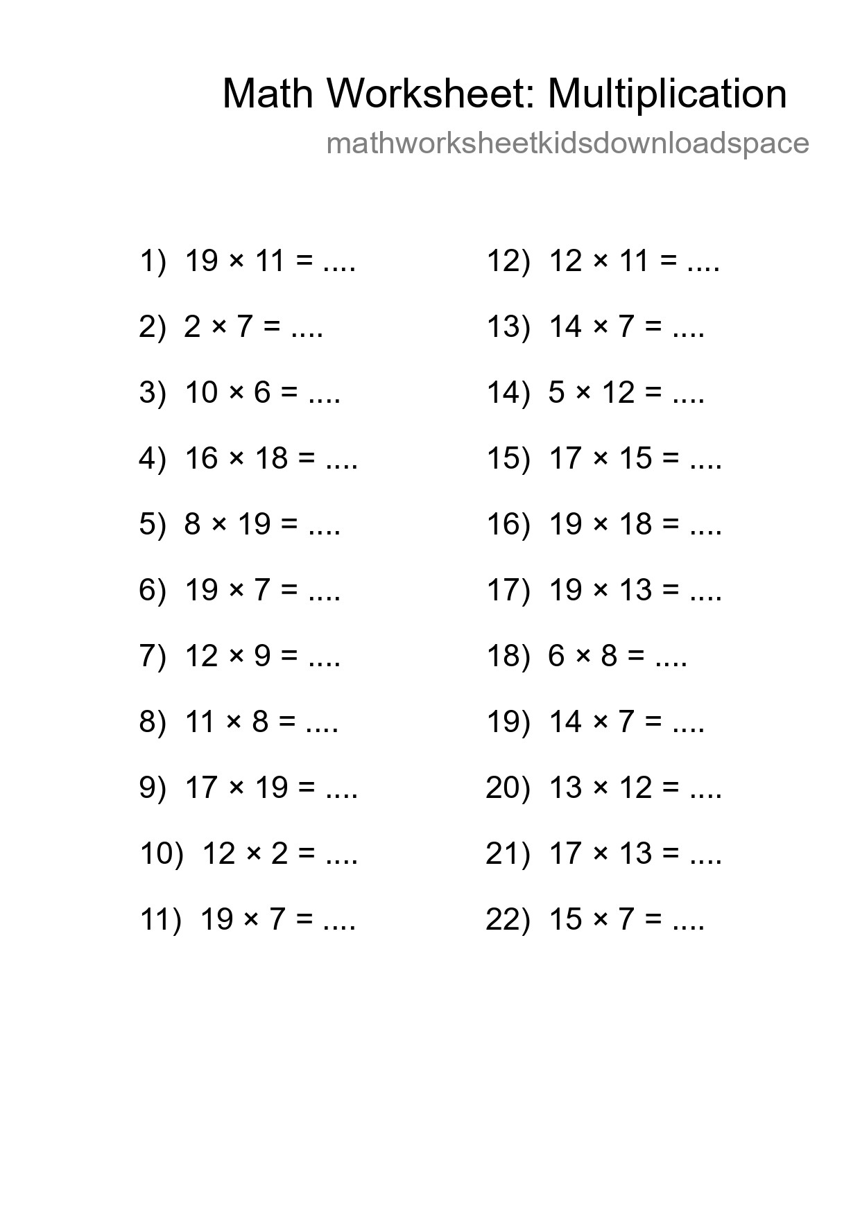 Free 22 Multiplication Math Worksheet For Grade 2 - Part 7