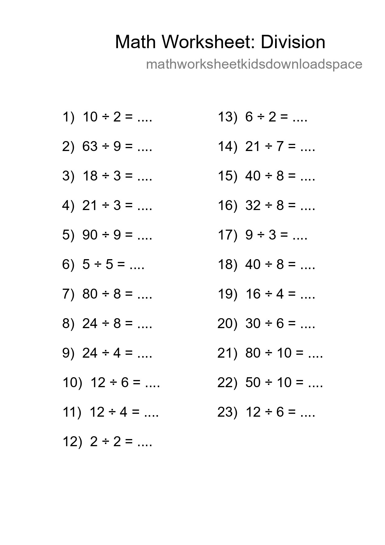 Free 23 Division Math Worksheet For Grade 1 - Part 37