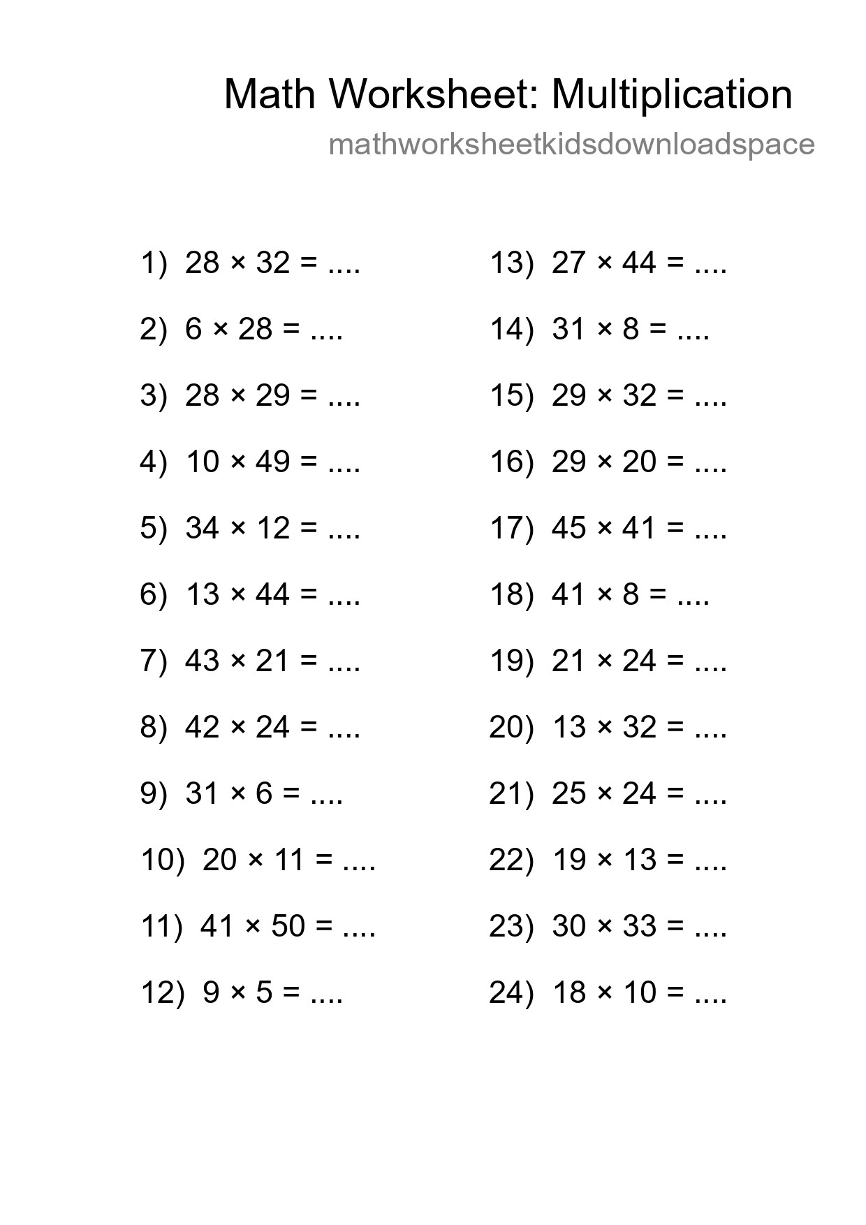 Free 24 Multiplication Math Worksheet For Grade 2 - Part 106
