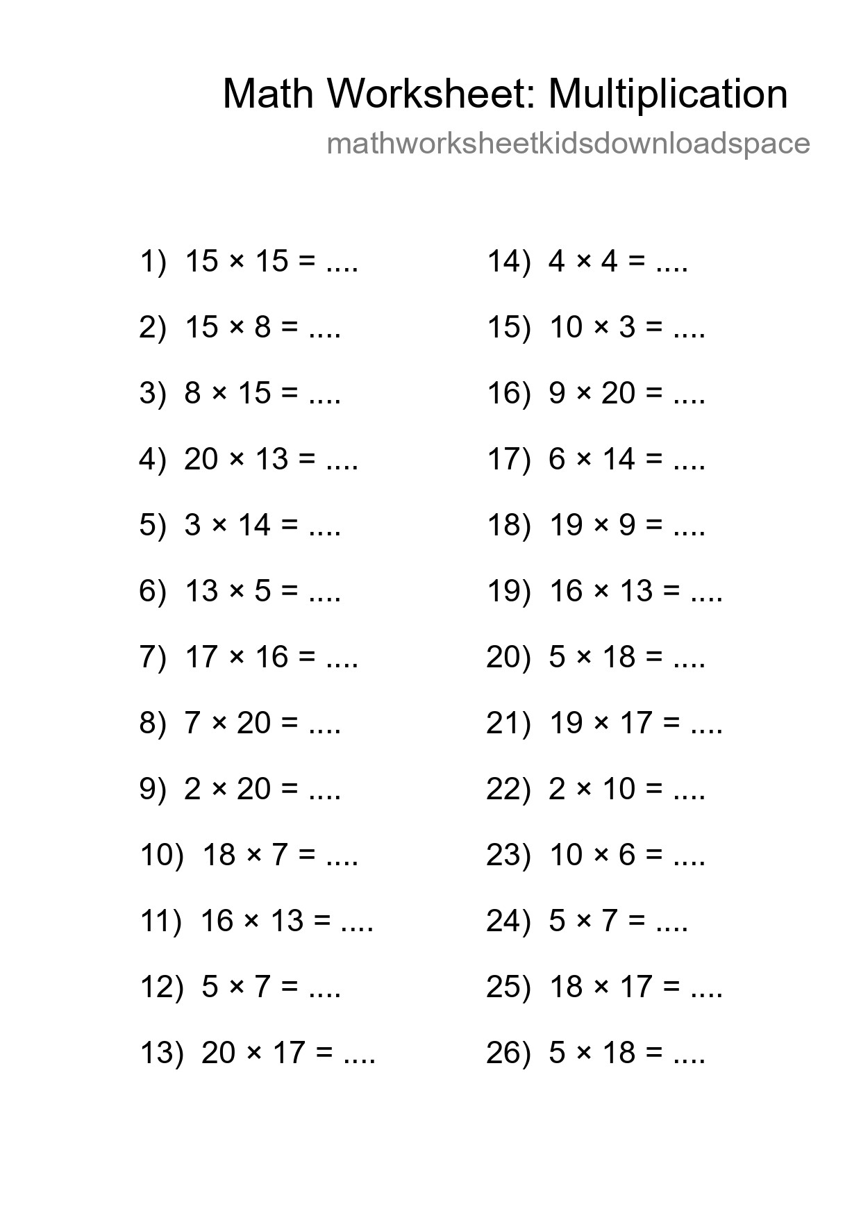 Free 26 Multiplication Math Worksheet For Grade 2 - Part 161