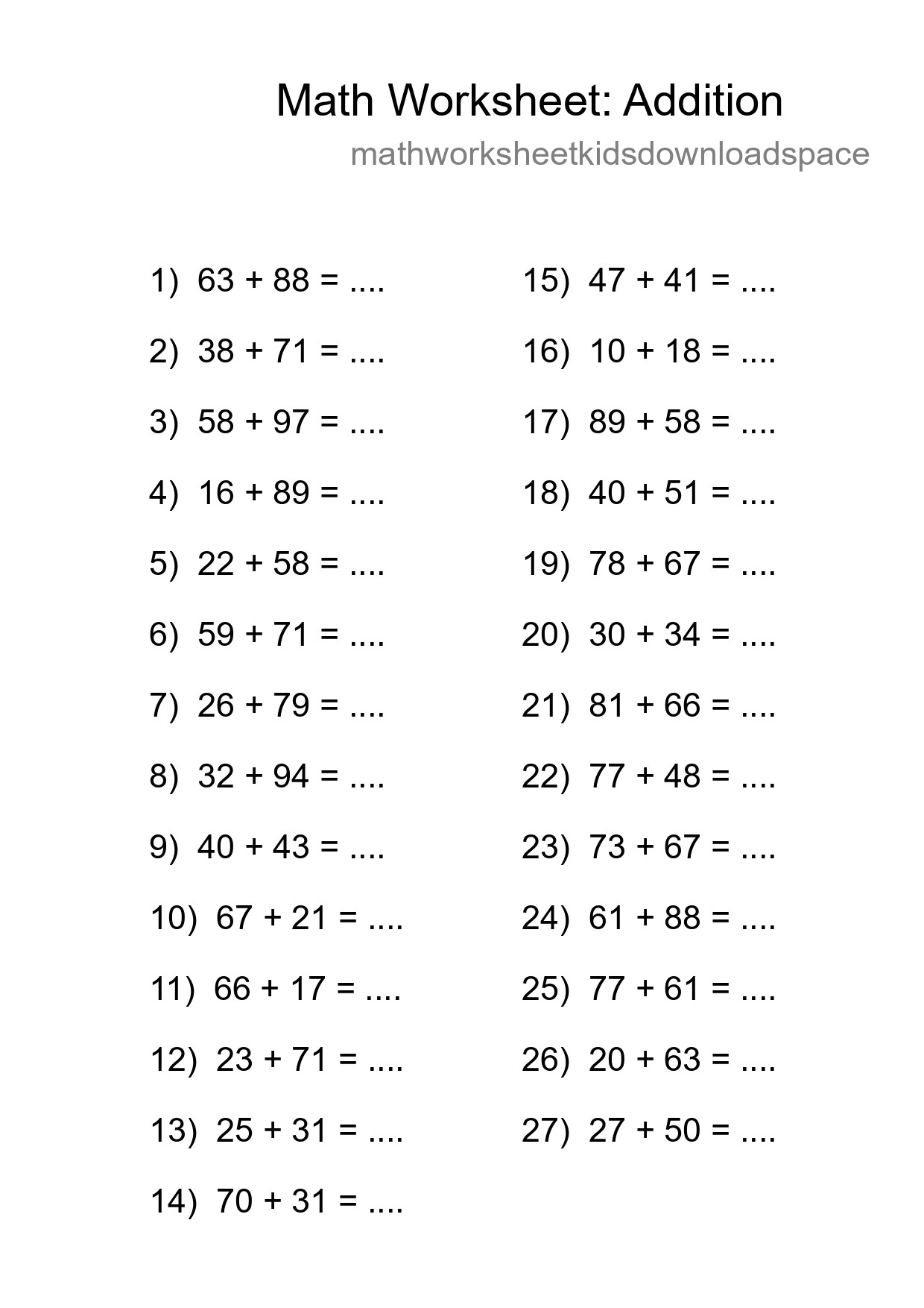 Free 27 Addition Math Worksheet For Grade 3 With Answers - Part 89