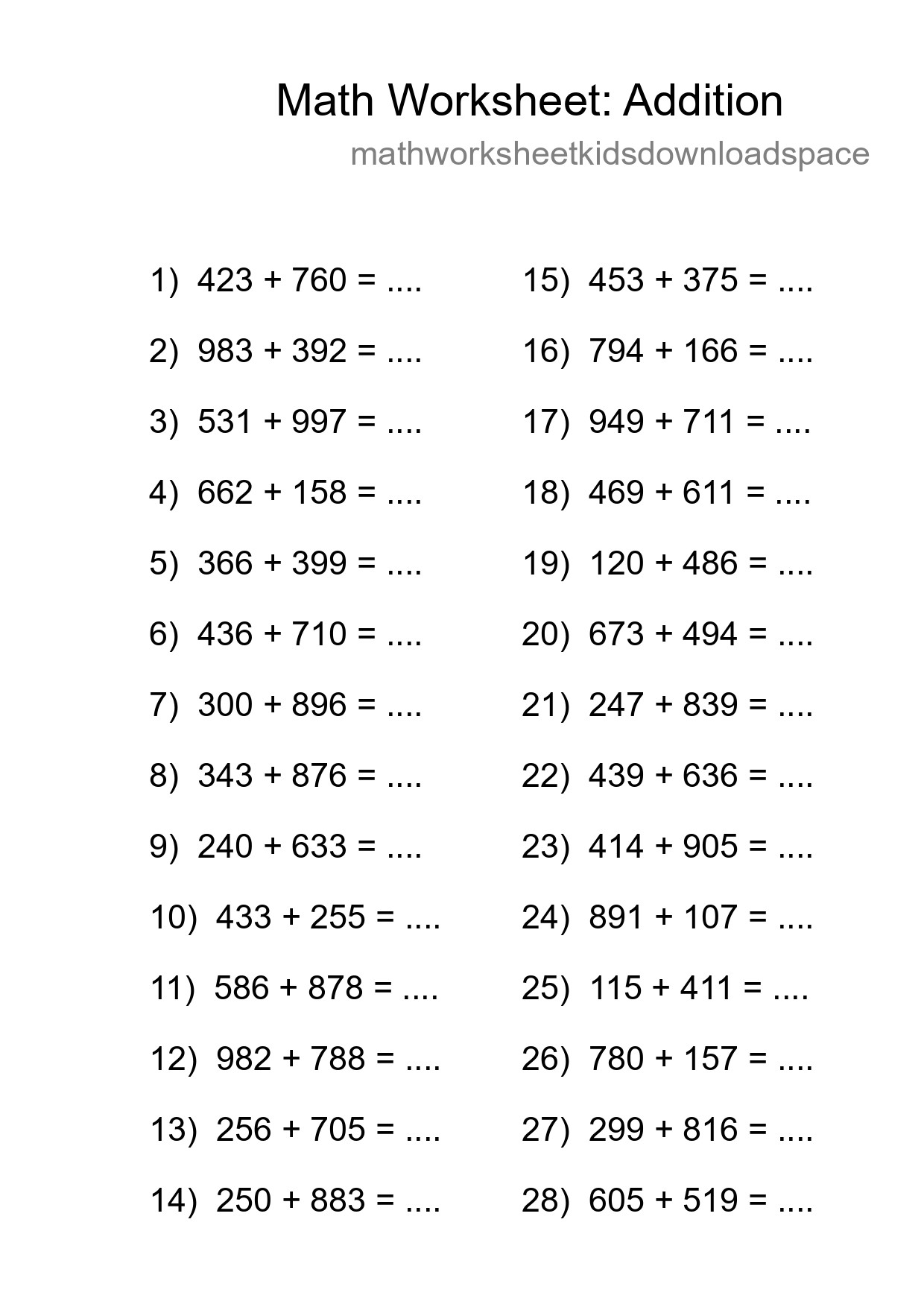 Free 28 Addition Math Worksheet For Grade 5 With Answers - Part 177