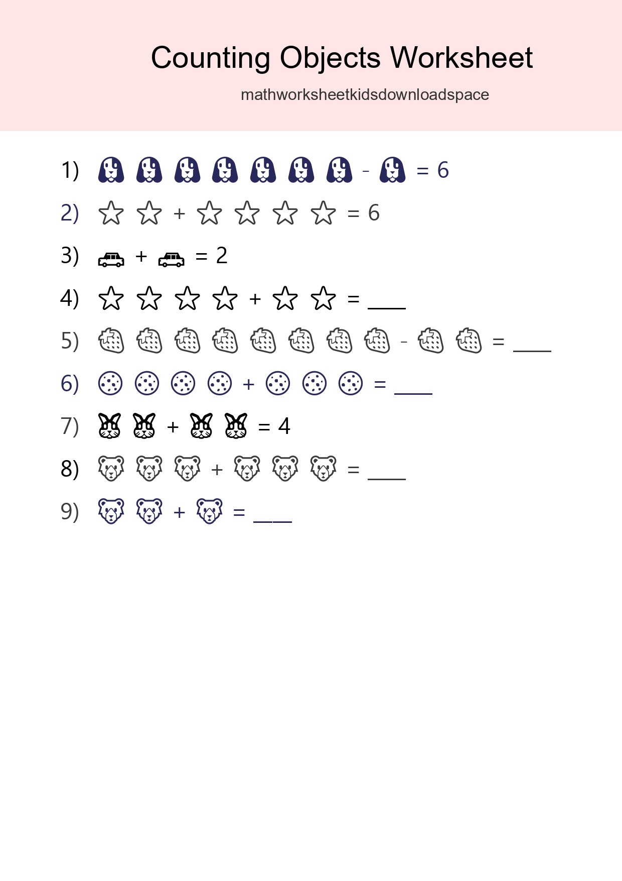 Free Counting Objects Worksheet For Kindergarten Printable - Part 124