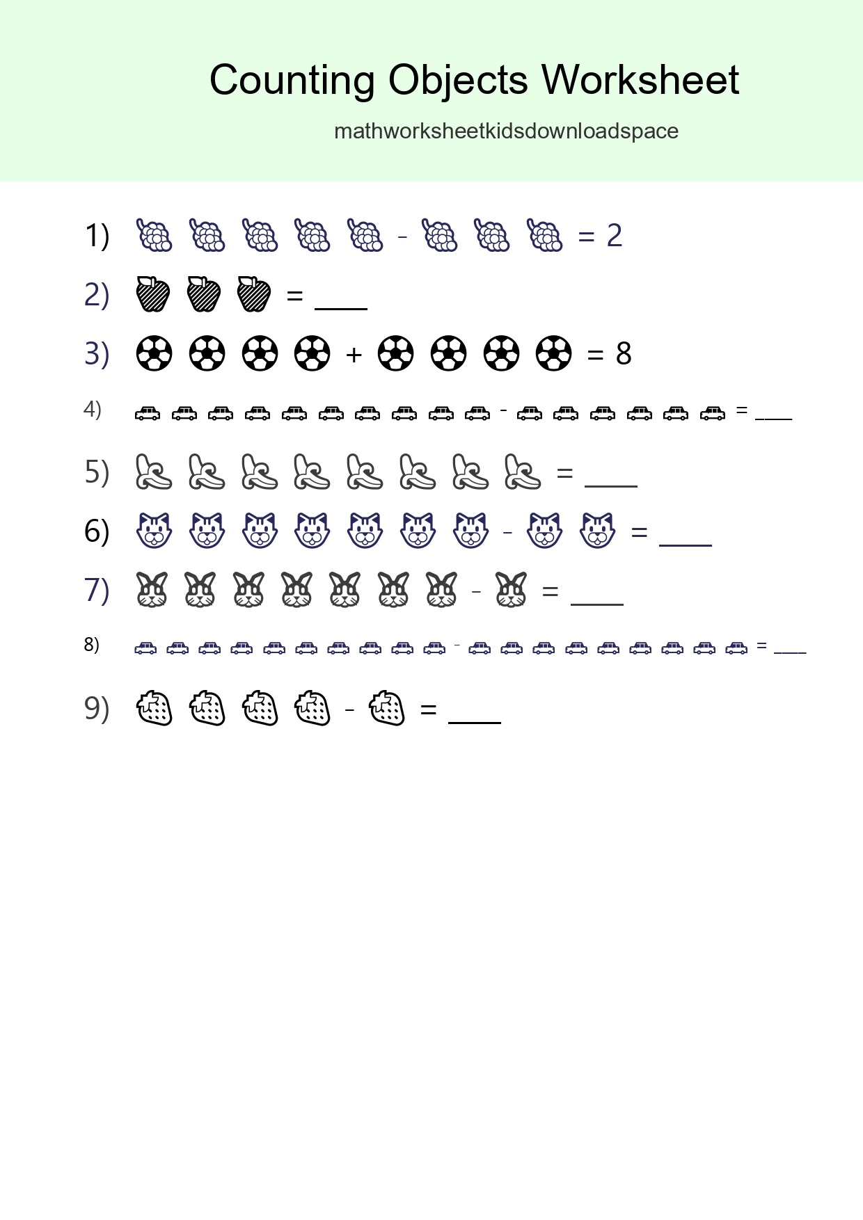 Free Counting Objects Worksheet For Kindergarten Printable - Part 14
