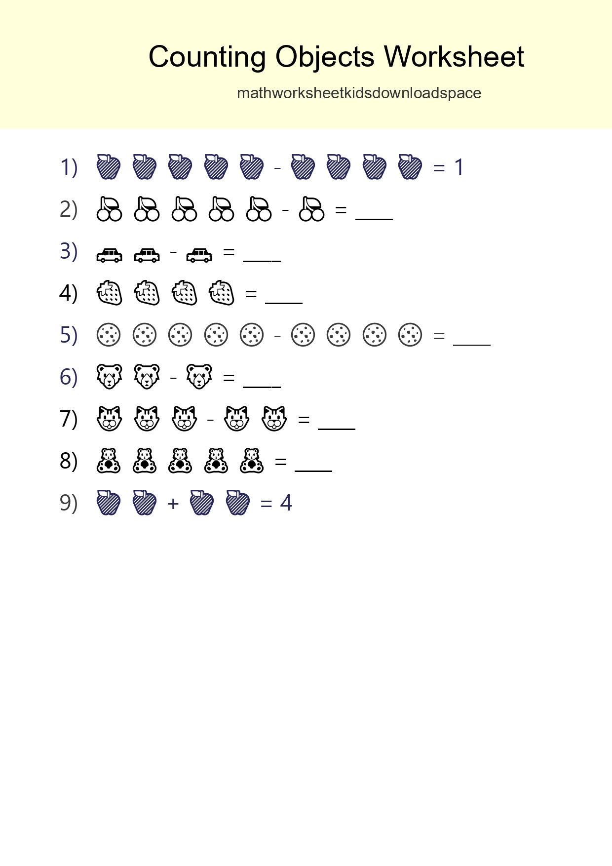 Free Counting Objects Worksheet For Pre-K - Part 135