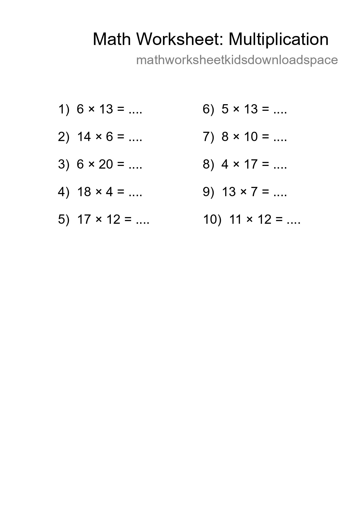 Grade 2 Multiplication Practice Worksheet (10 Problems) - Part 238