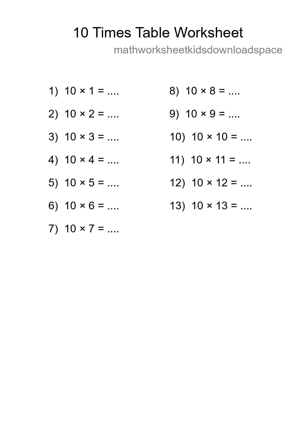 Grade 3 Multiplication Table 10 Practice - Part 240