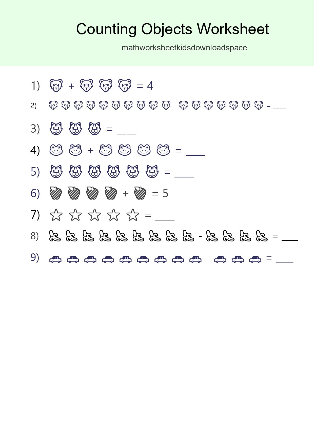 Learn Counting With Pictures Worksheet (Kindergarten) - Part 3