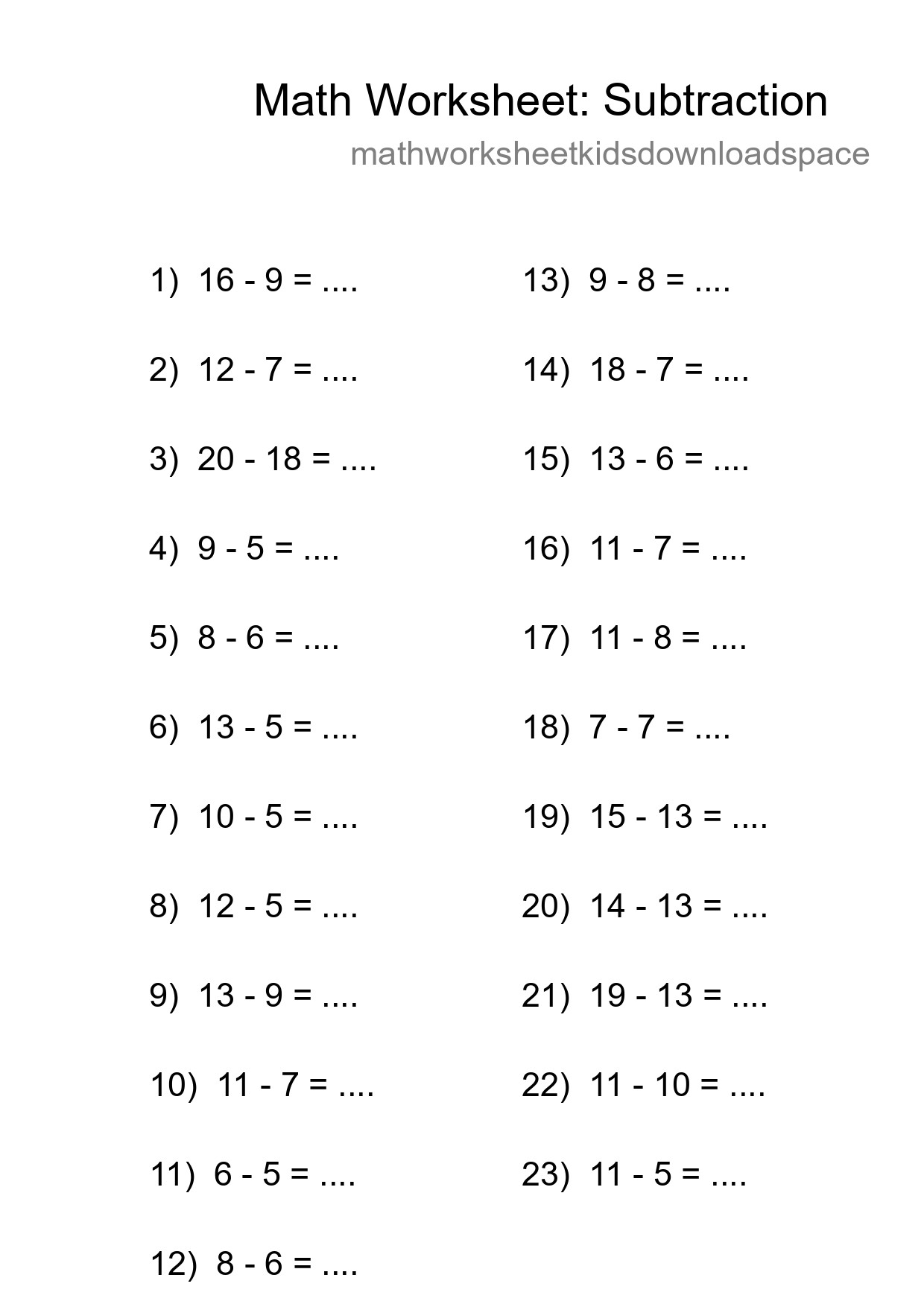 Printable Free 23 Subtraction Math Worksheet For Grade 2 - Part 19