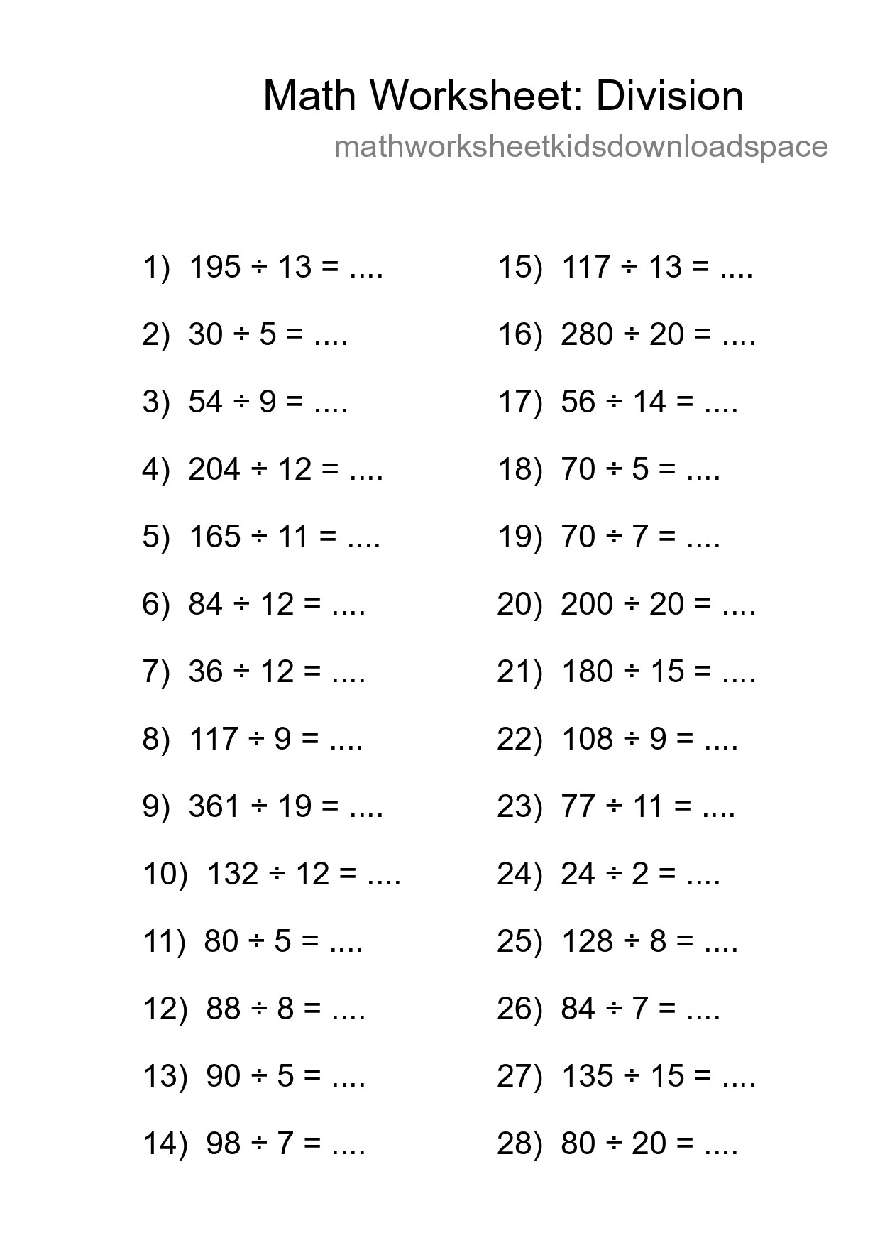 Printable Free 28 Division Math Worksheet For Grade 2 - Part 70